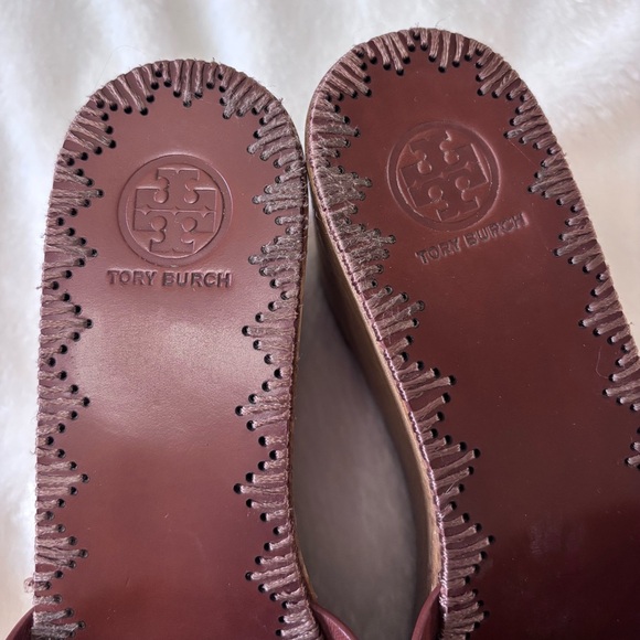 Tory Burch Brown Leather Patty Platform Wedge Sandals Size 7.5 - Picture 5 of 9